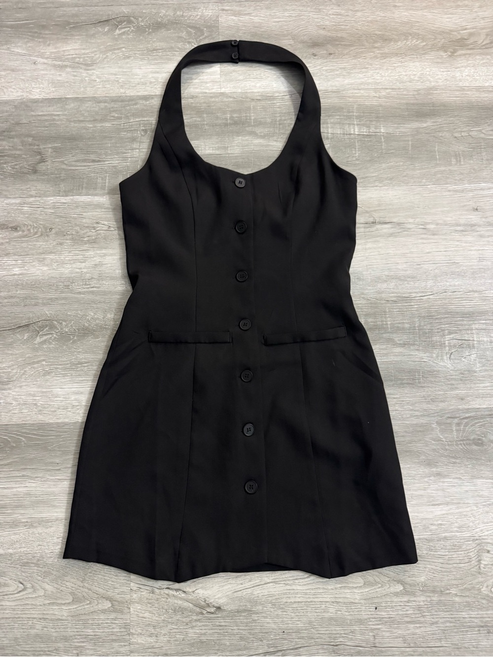 Forever 21 Black Halter Button-Front Mini Dress